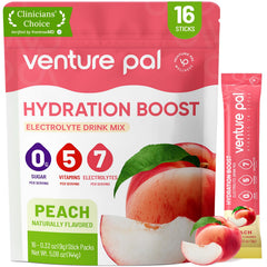 Venture Pal sugar-free electrolyte packets shown in packaging for daily hydration.