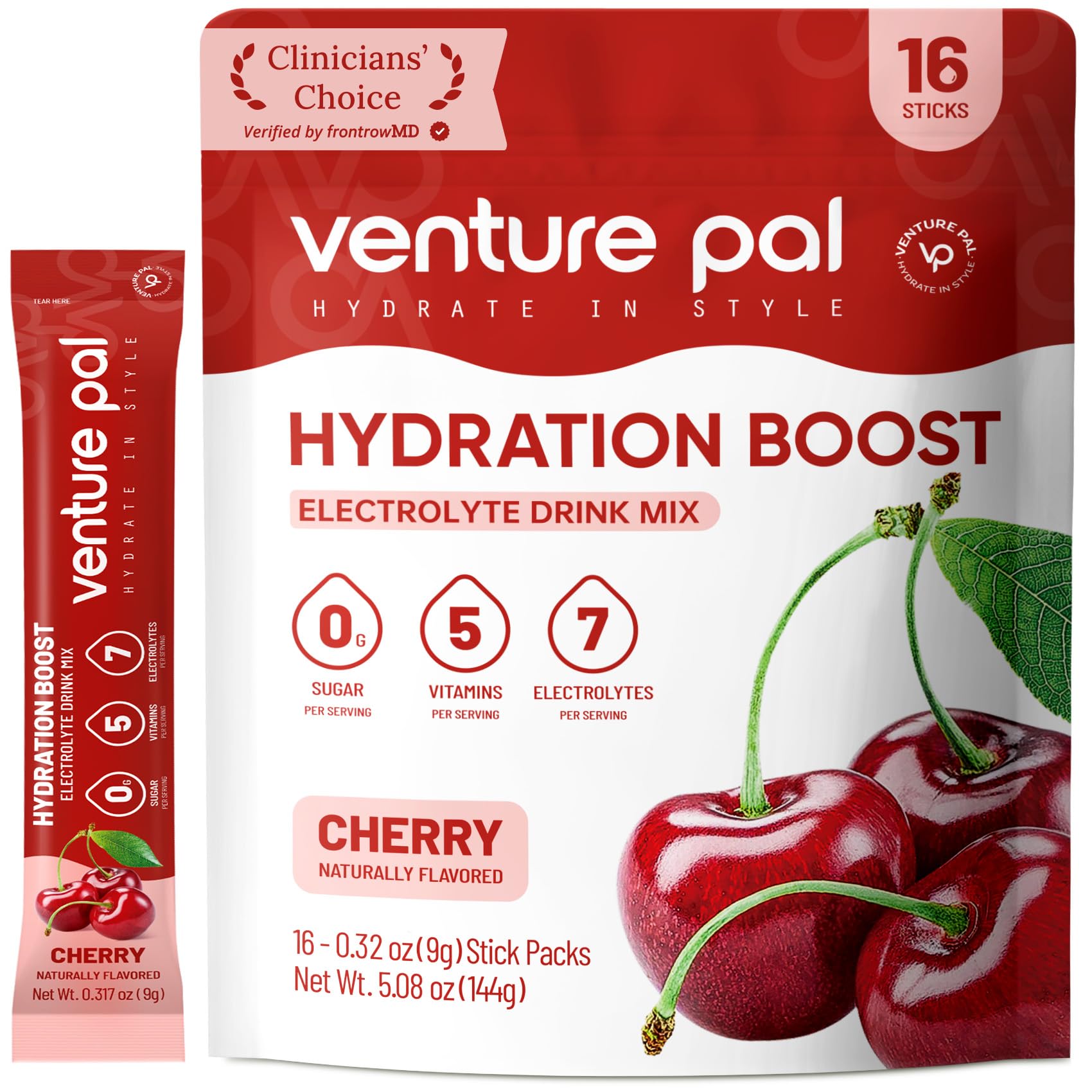 Venture Pal Sugar Free Electrolyte Packets packaging for clean, portable hydration.