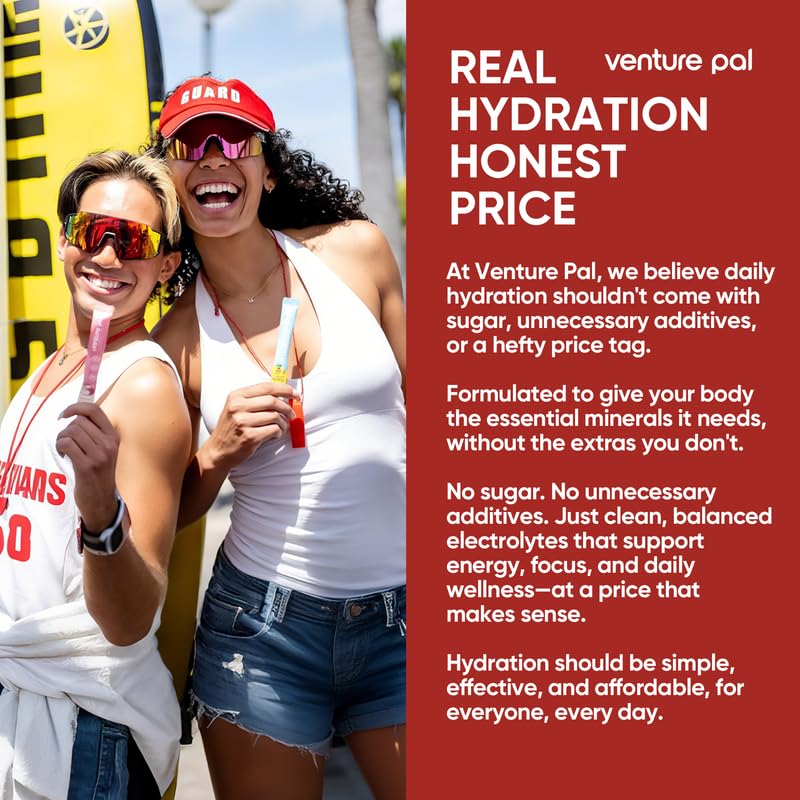 Vegan and non-GMO Venture Pal electrolyte packets for inclusive diets.
