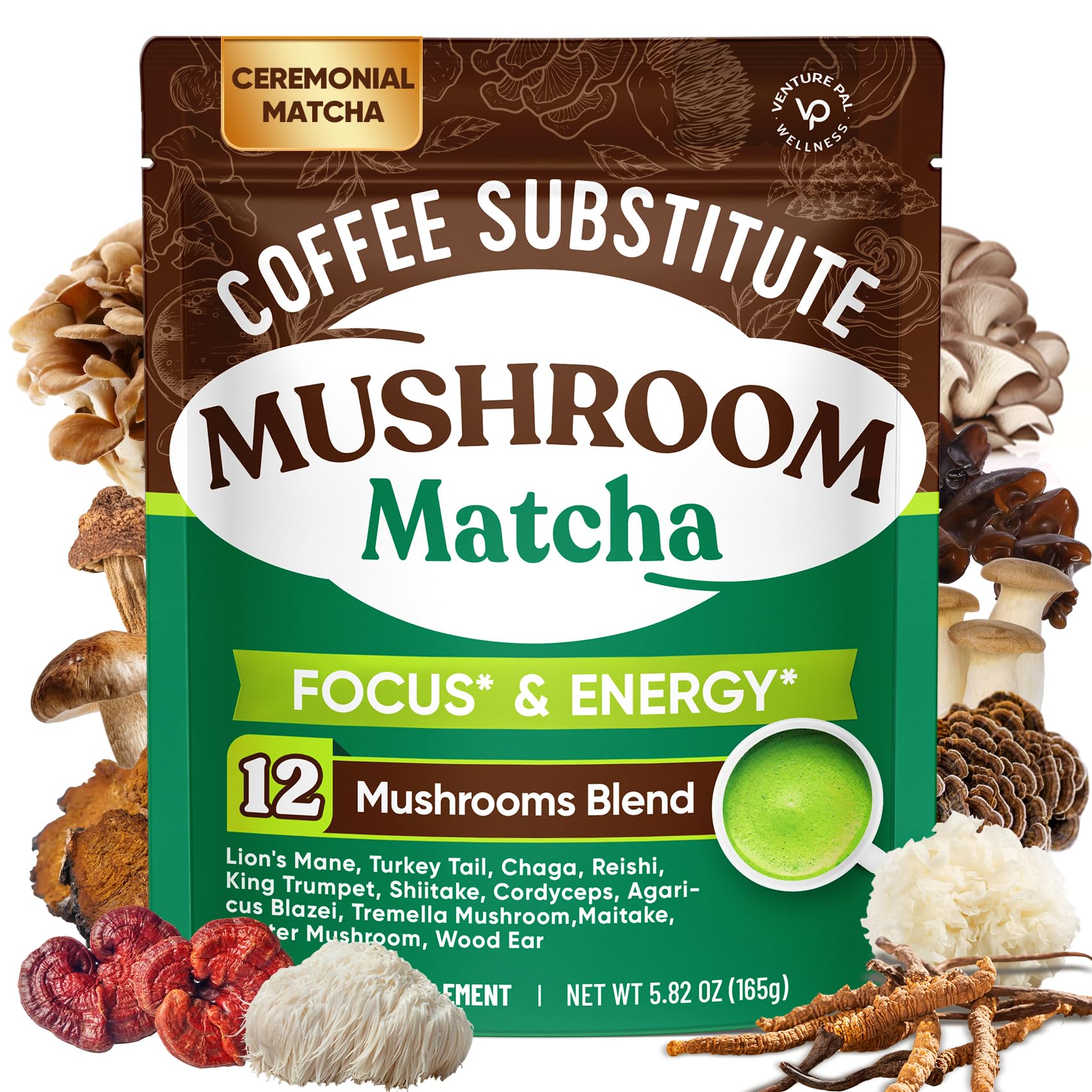 Venture Pal Mushroom Matcha Powder bottle for a daily ritual and focused energy.