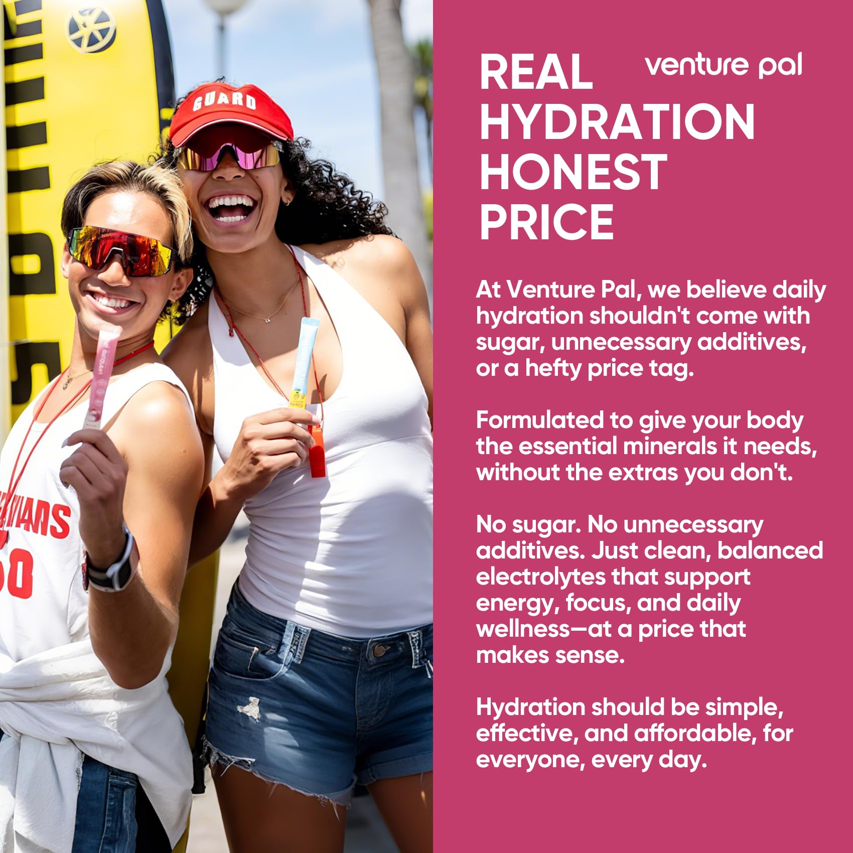 Venture Pal label showing vitamins and electrolytes highlights the product’s nutrient support.
