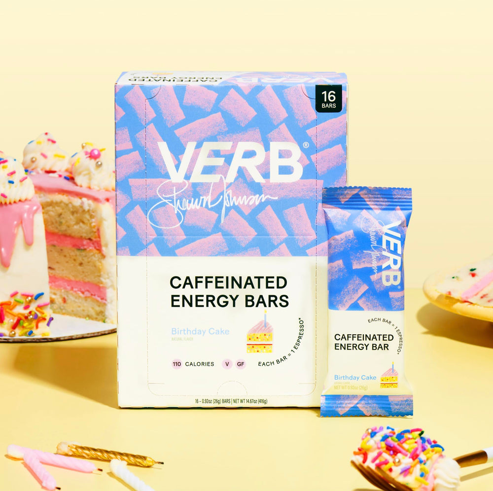 Nutrition panel highlights 110 calories and 80 mg caffeine per bar