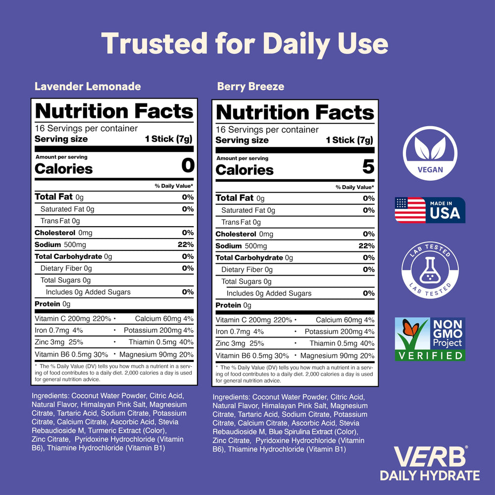 Verb Daily Hydrate backpack-ready pack for on-the-go hydration