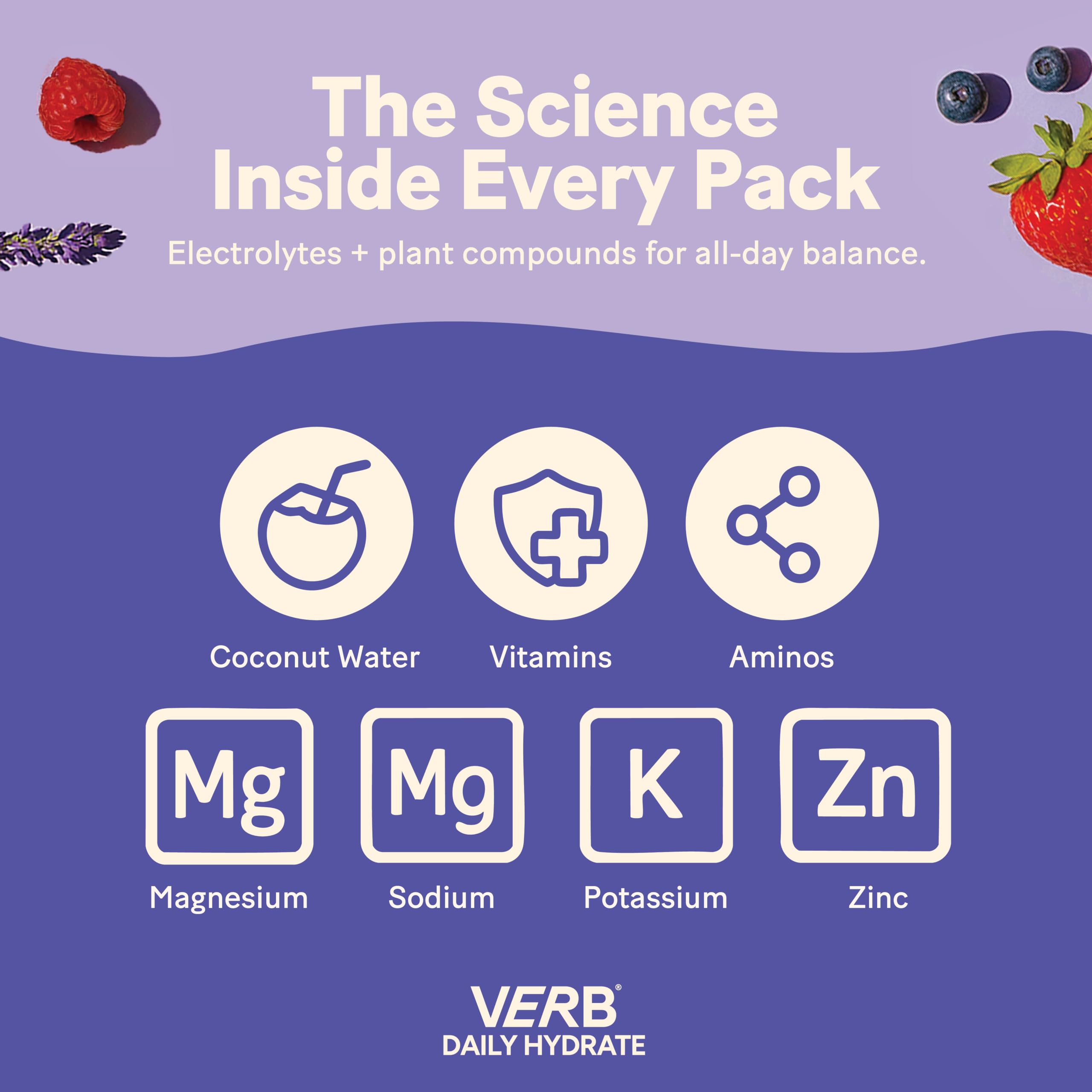 Verb Daily Hydrate berry-breeze packet dissolving in water