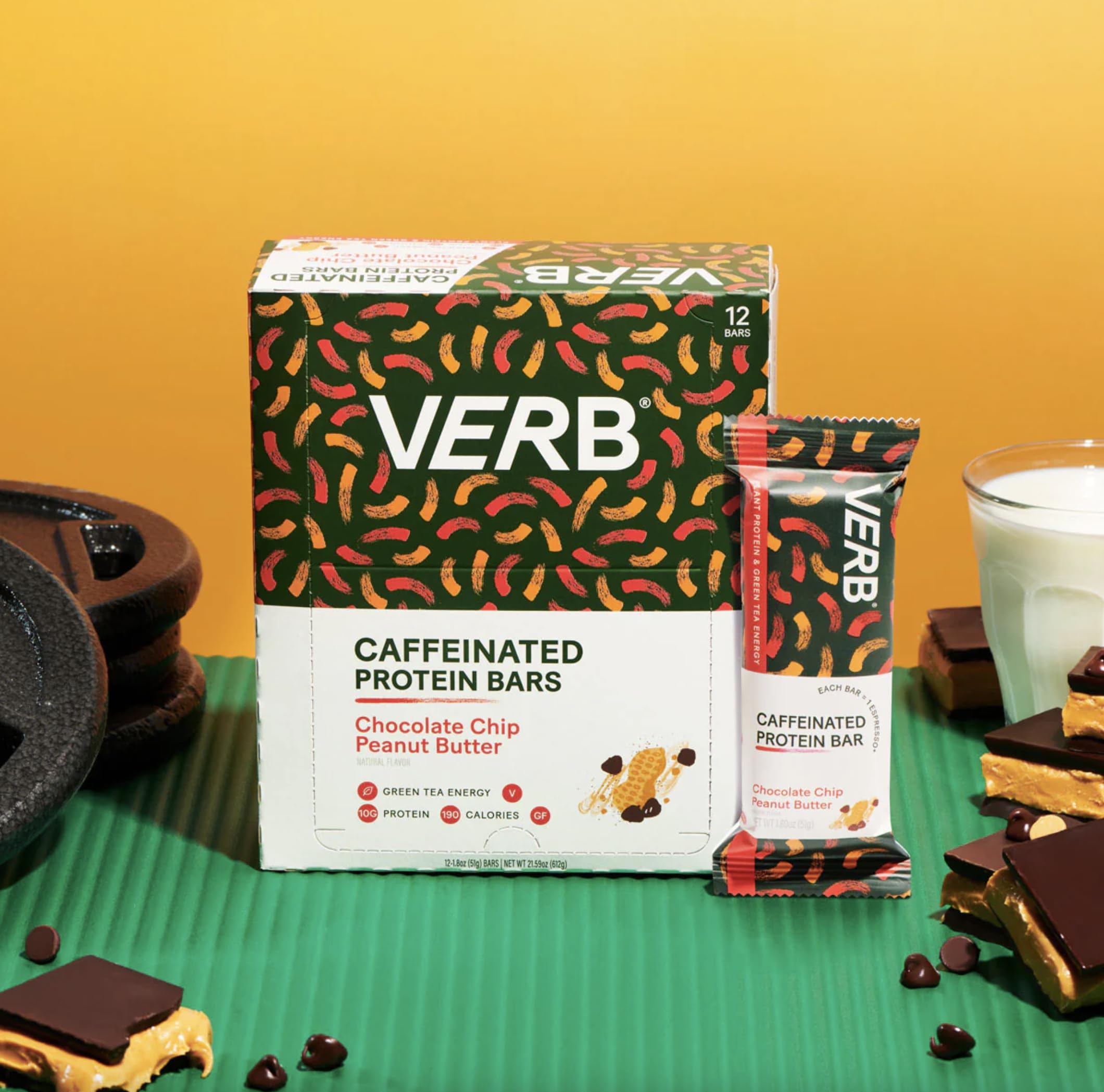 Verb Energy Bar ingredients include organic green tea caffeine for smooth focus