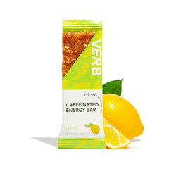 Verb Lemon energy bar displayed as an on-the-go snack for busy professionals.