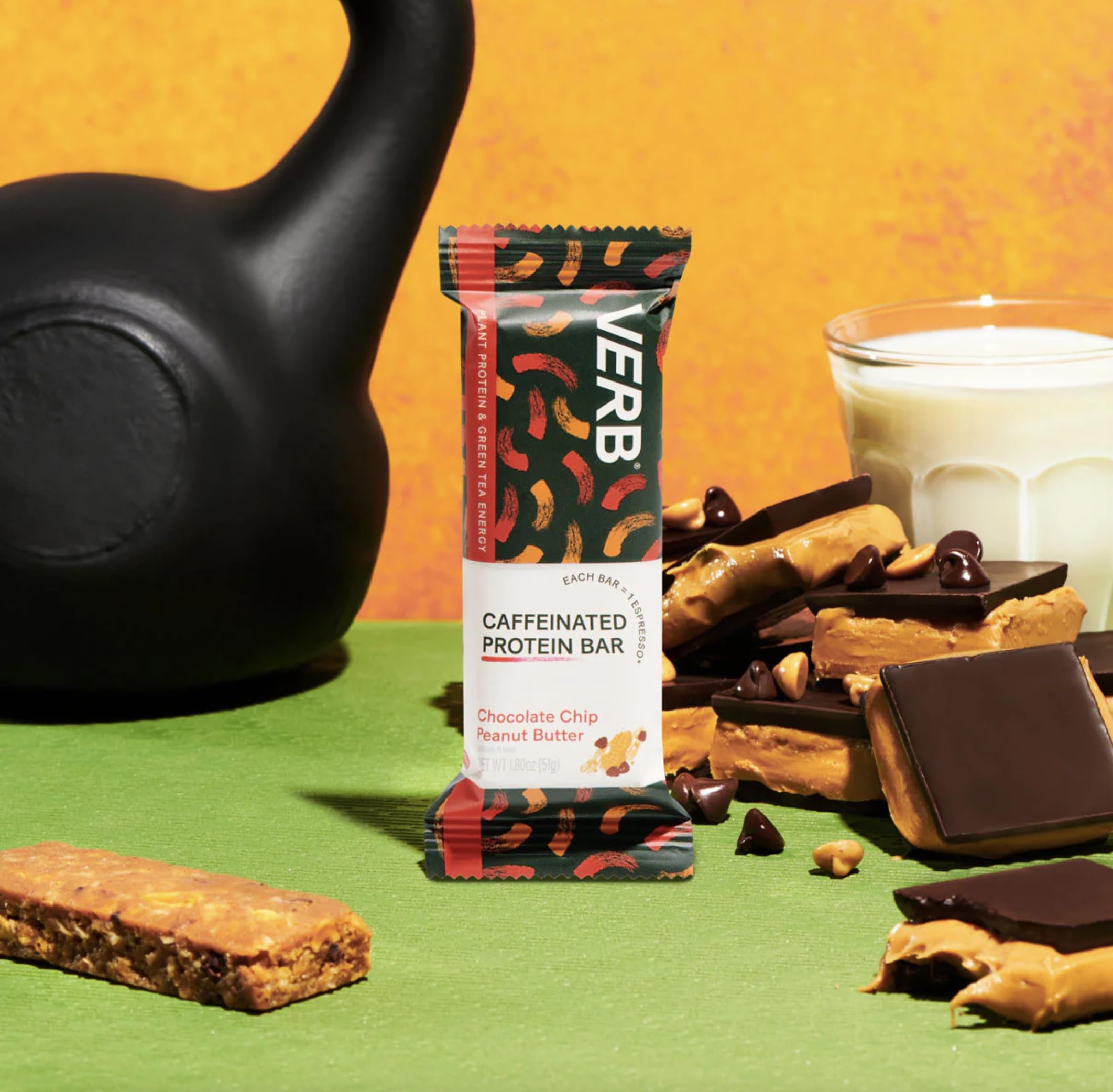 Verb Energy Bar soft chewy texture close-up with almond butter and chocolate chips