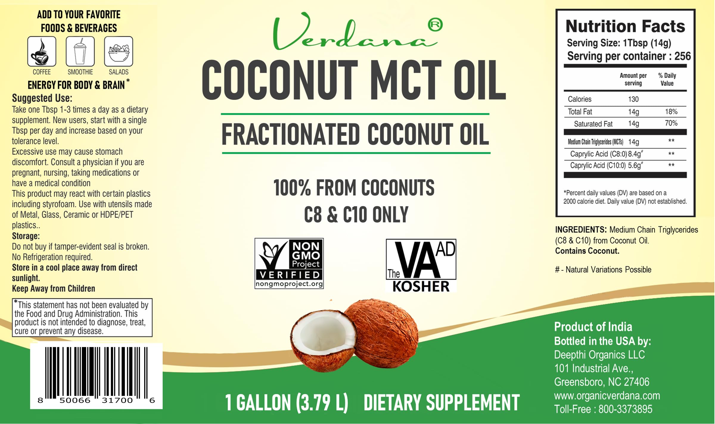 Verdana Coconut MCT Oil in a kitchen setup ready to enhance keto coffee.