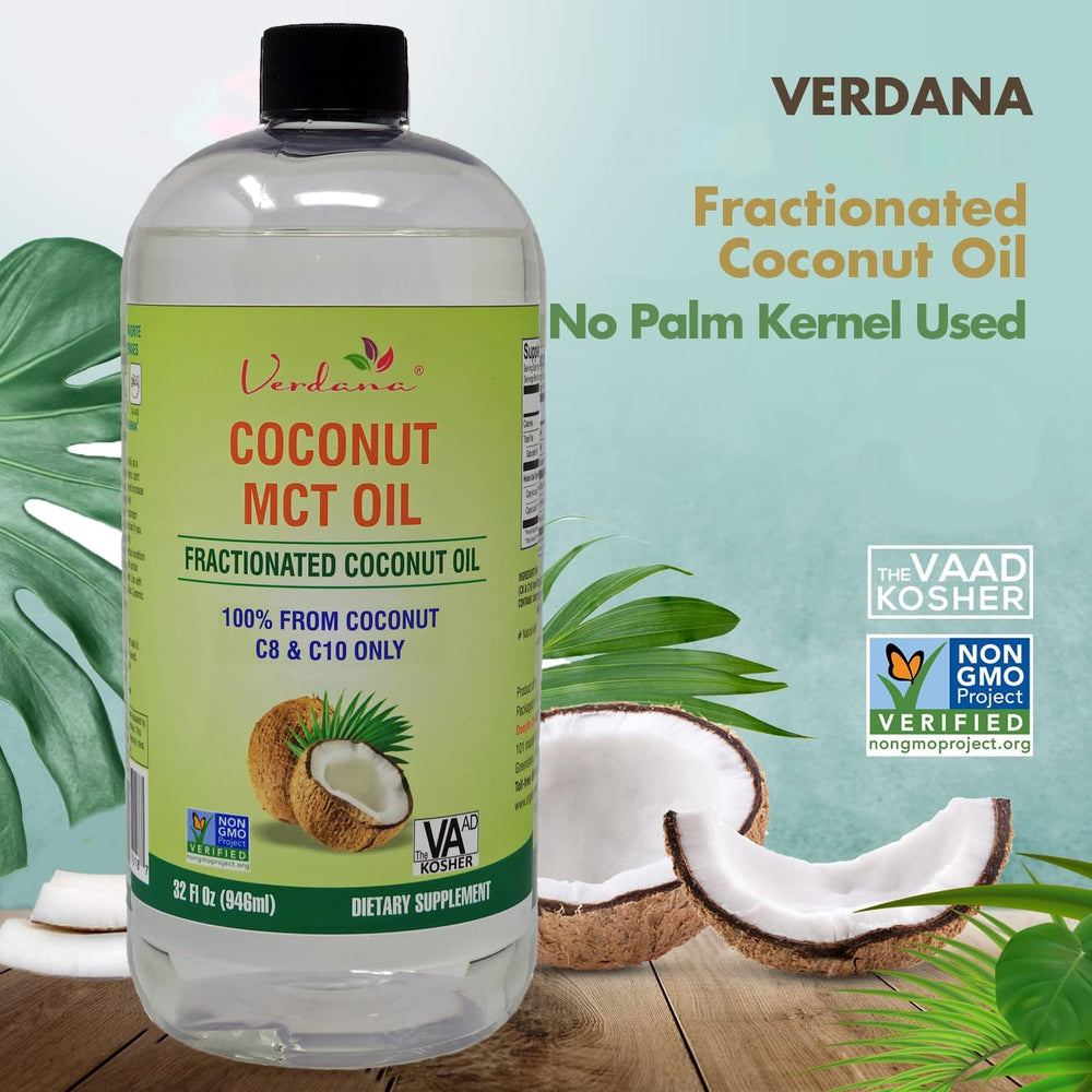Close-up of Verdana MCT Oil coconut origin and C8/C10 triglycerides.