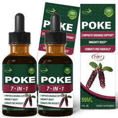 Verdeherb Poke Drops bottle showing the herbal blend for lymphatic support and vitality.