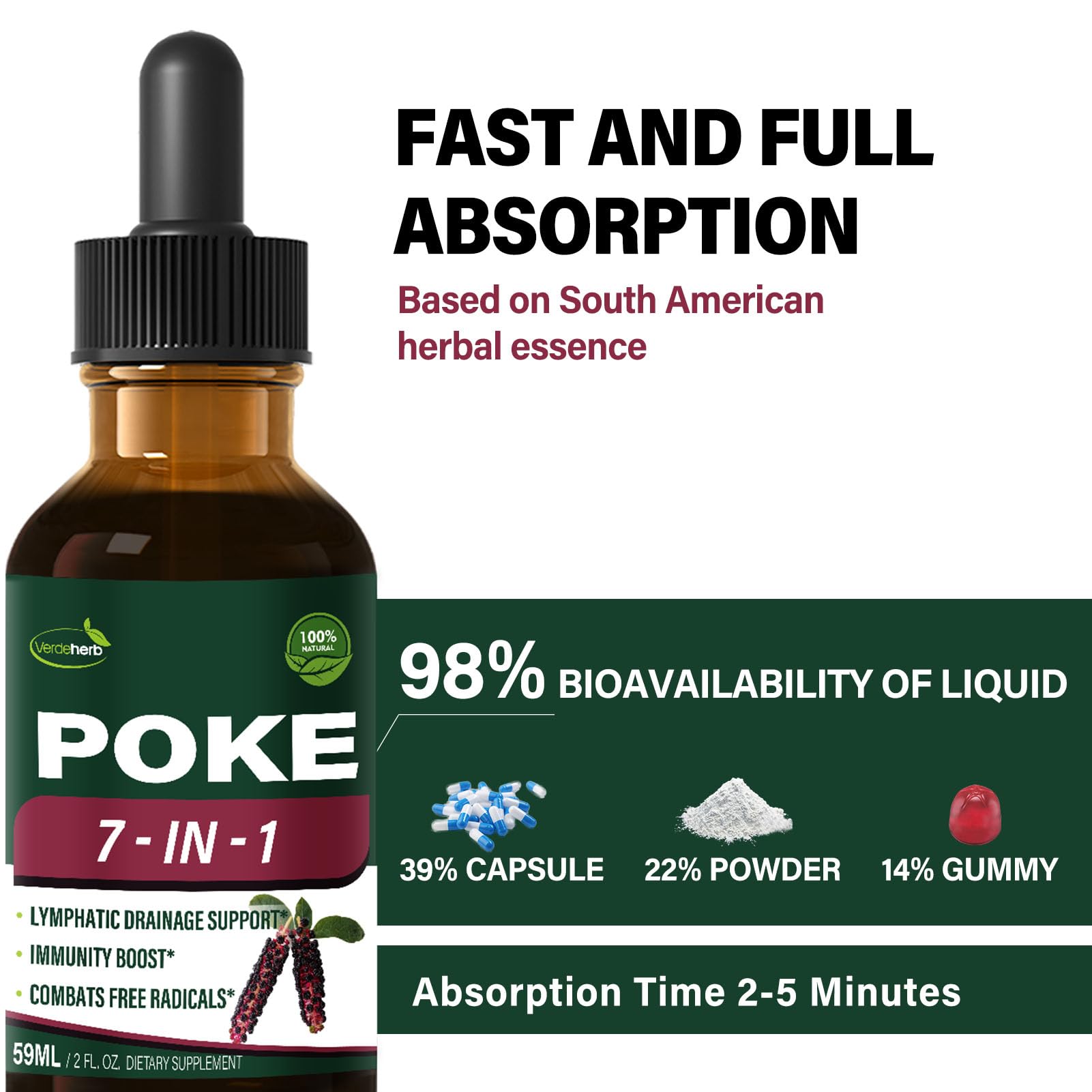 Verdeherb Poke Drops label closeup highlighting the herbal blend and quality cues.