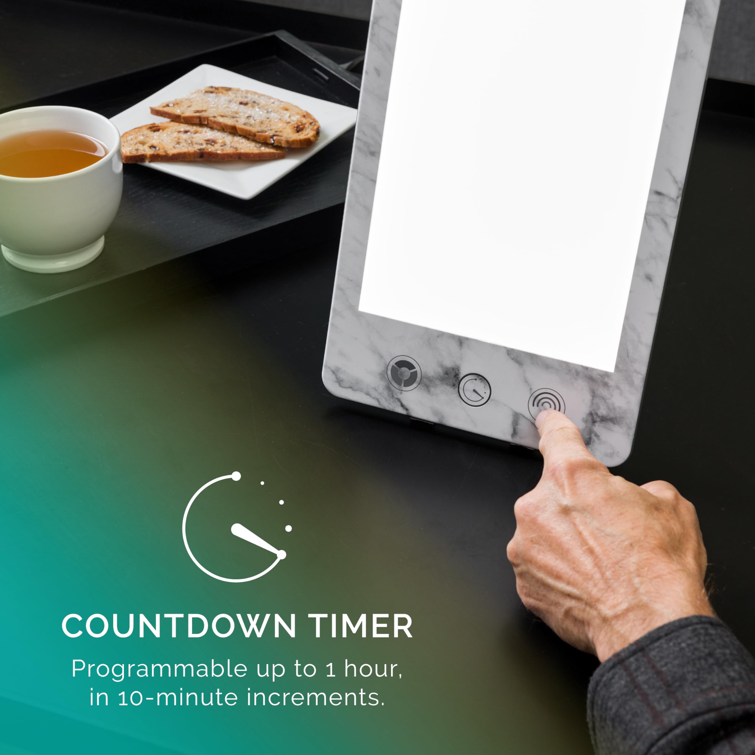 Verilux HappyLight Luxe color temp setting enables cooler or warmer light for tasks.