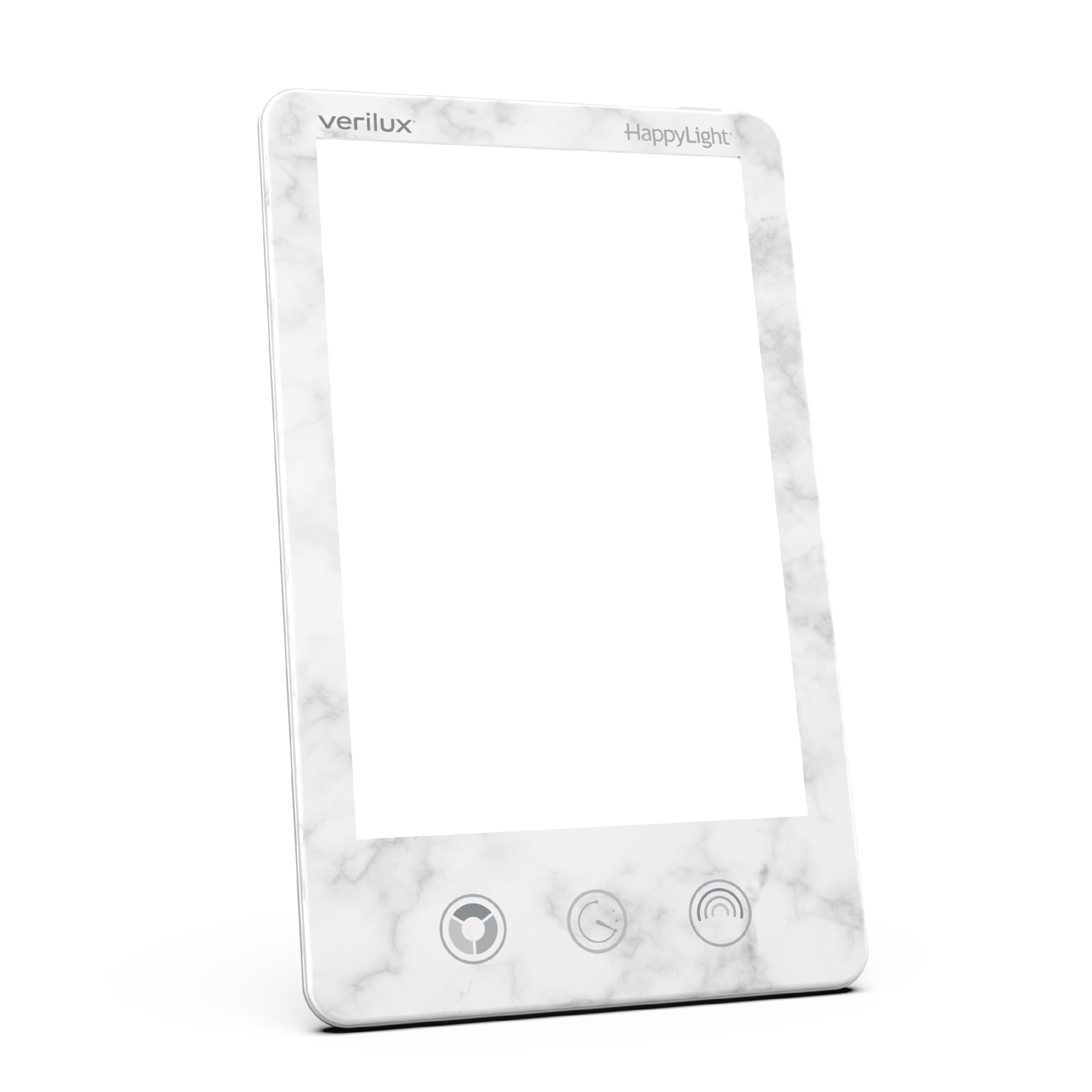 Verilux HappyLight Luxe front view shows UV-free bright light for mood and focus.