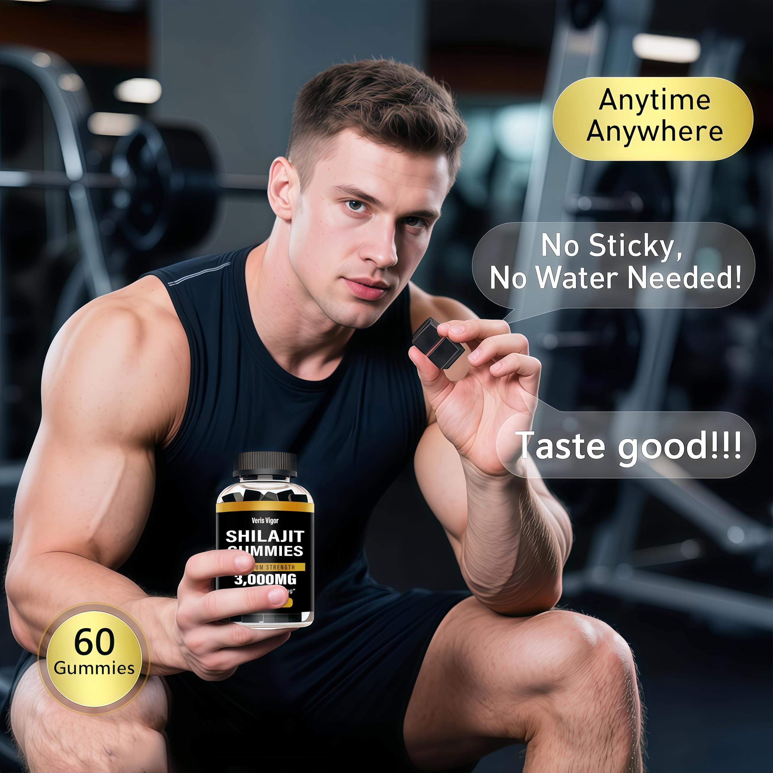 Veris Vigor Shilajit Gummies third-party testing certificate label.