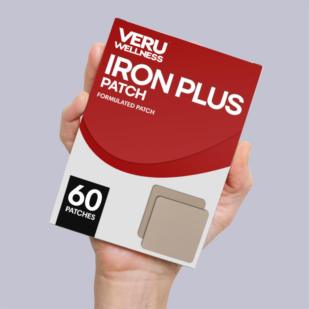 Veru Wellness Iron Plus patch on arm for daily discreet wear