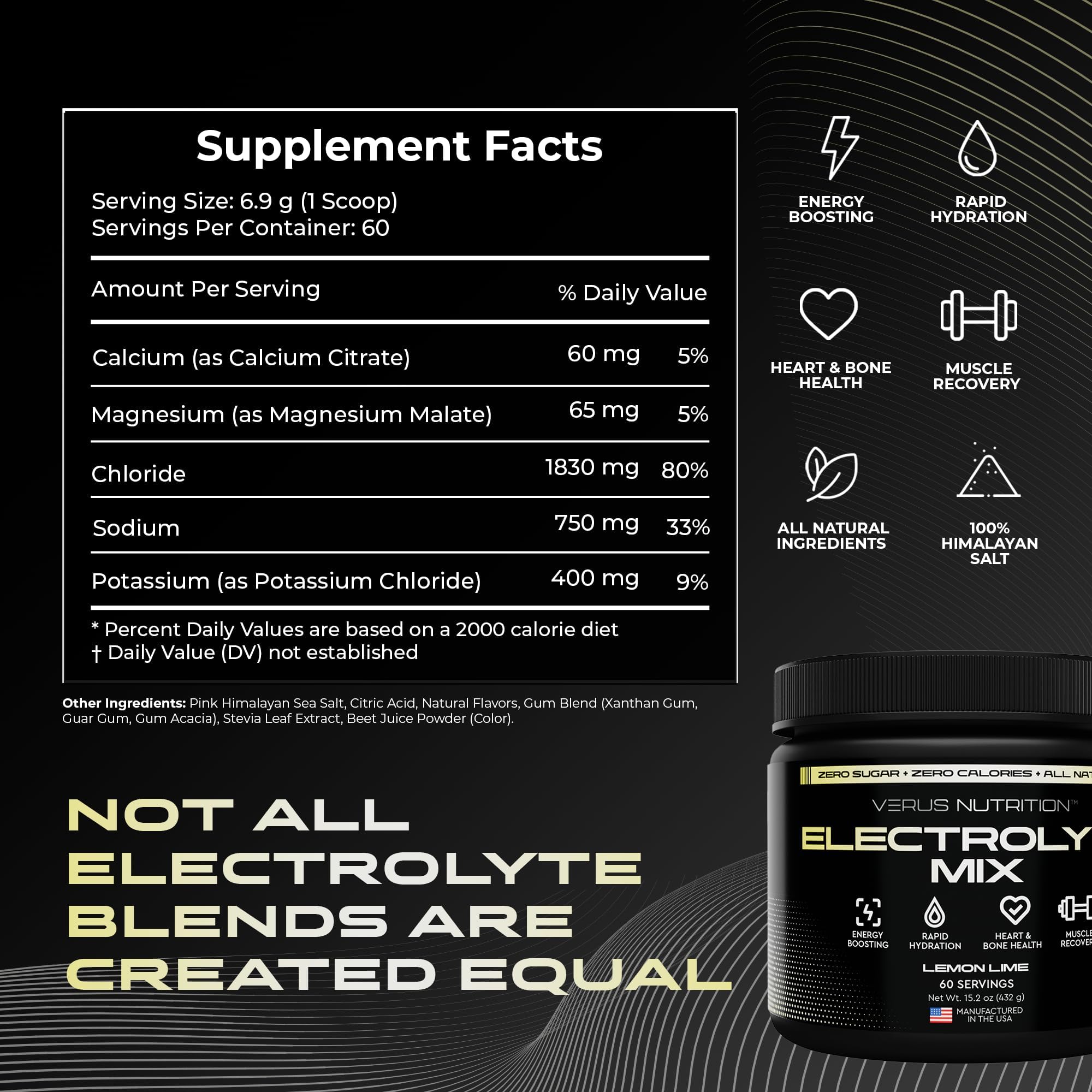 VERUS NUTRITION electrolytes powder mixing-glass scene shows quick hydration during workouts.