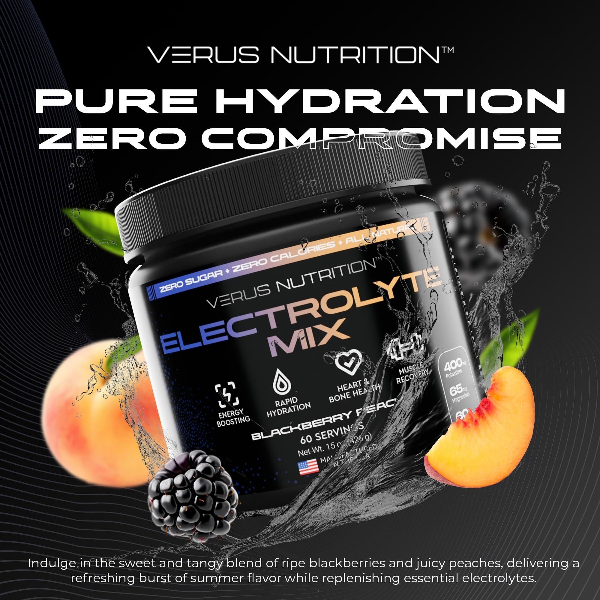 VERUS NUTRITION bottle pouring into glass for quick hydration during workouts