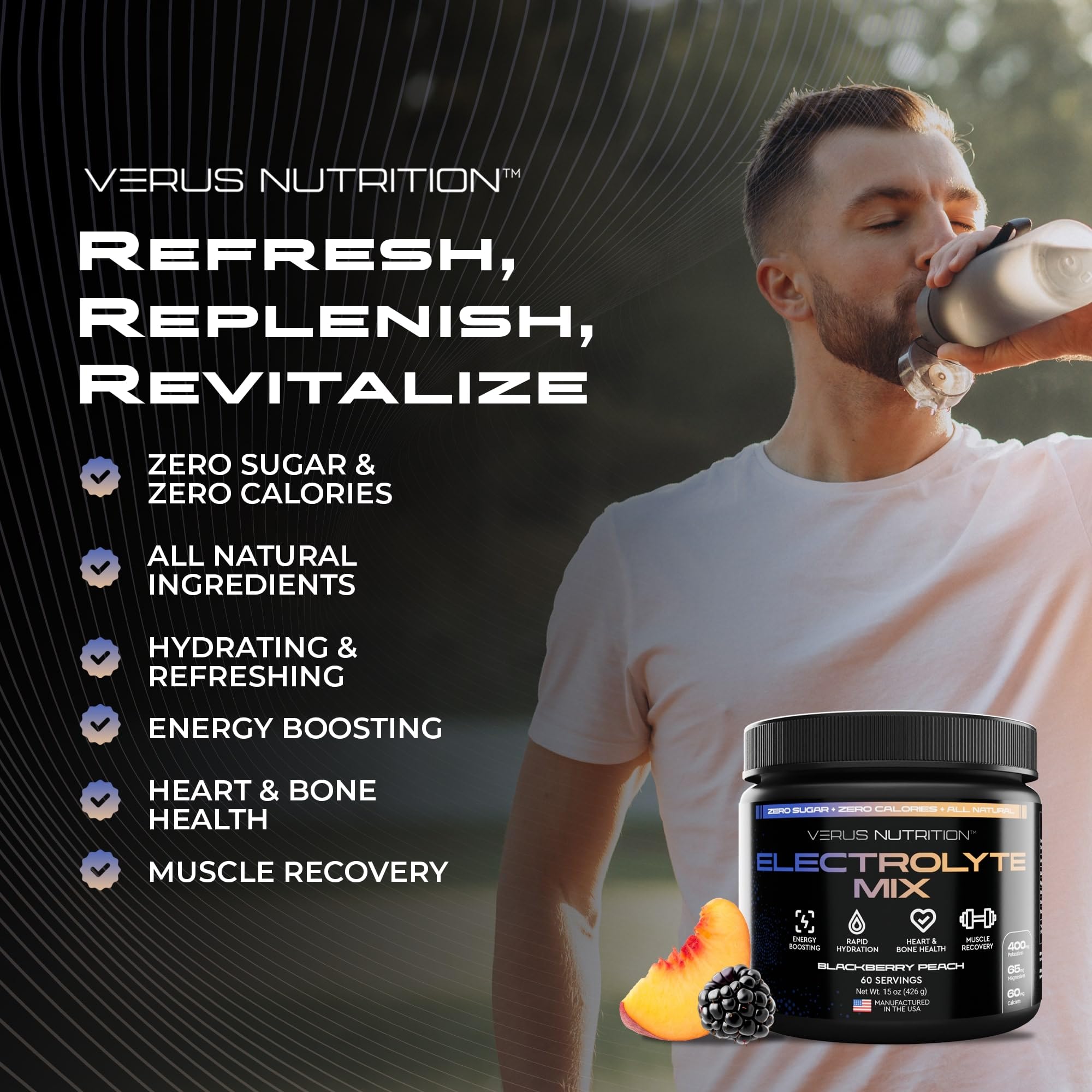 VERUS NUTRITION recyclable HDPE packaging symbol for sustainable hydration