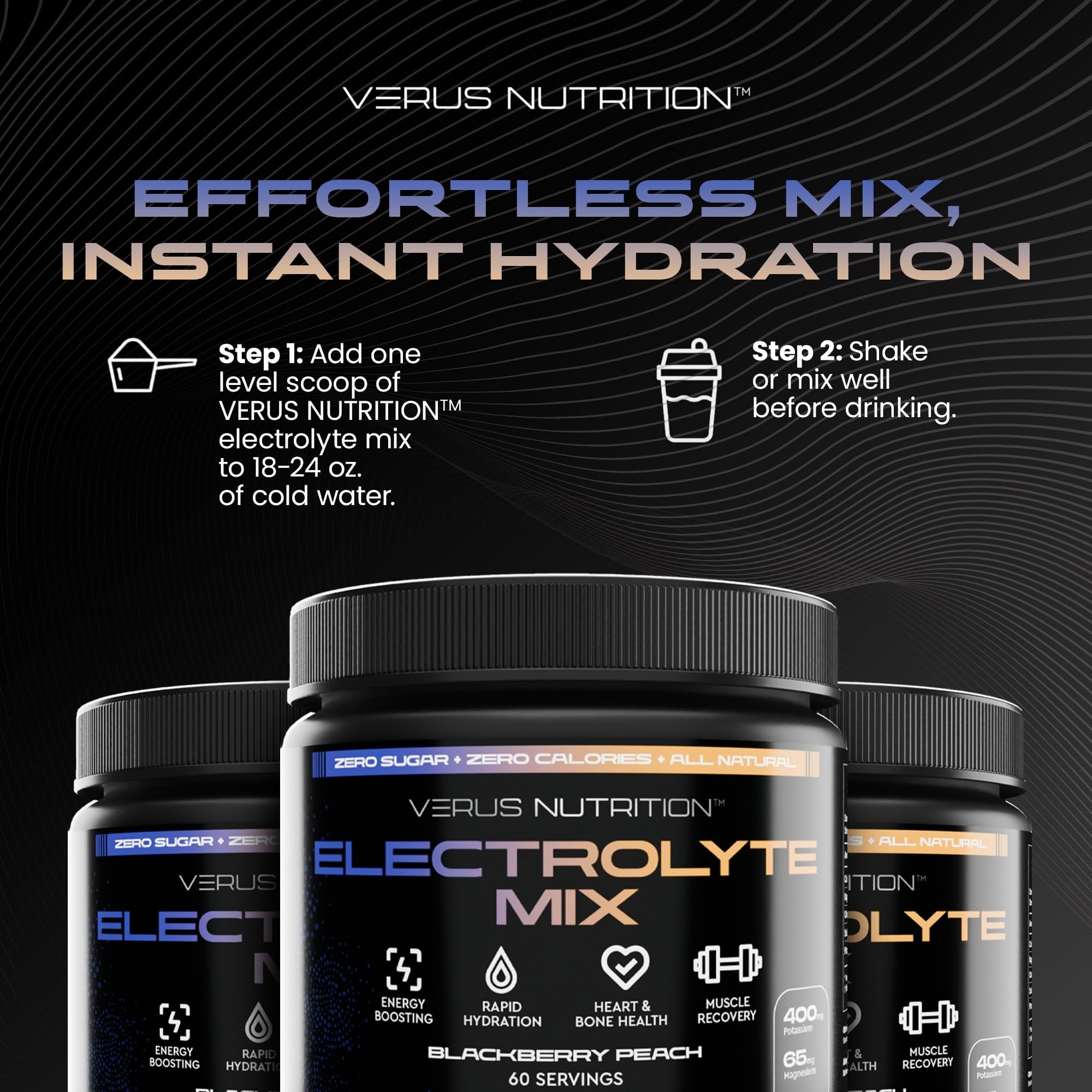 VERUS NUTRITION scoop and bottle showing convenient serving