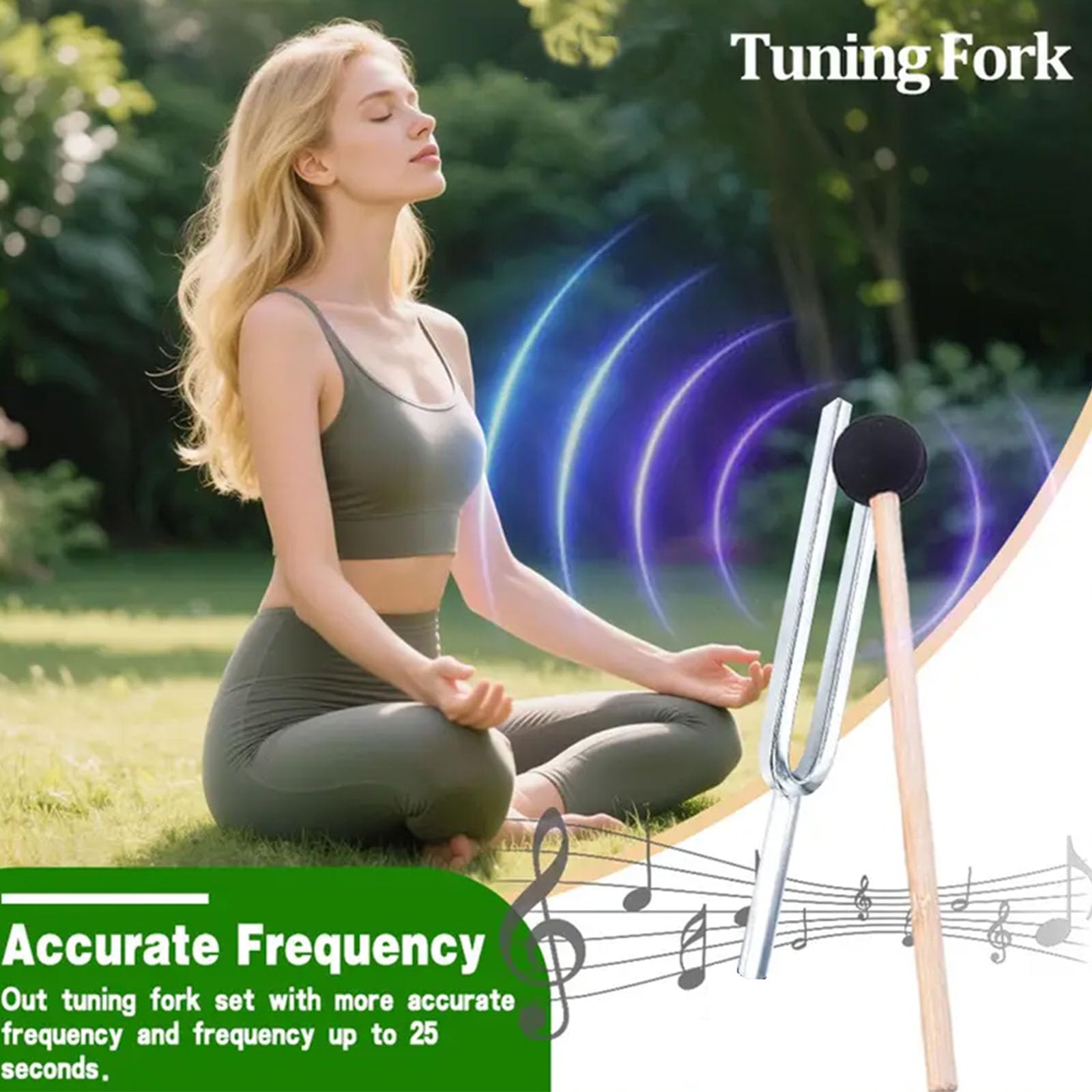 256Hz fork in the set aids energy alignment during mindfulness.