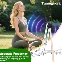 256Hz fork in the set aids energy alignment during mindfulness.