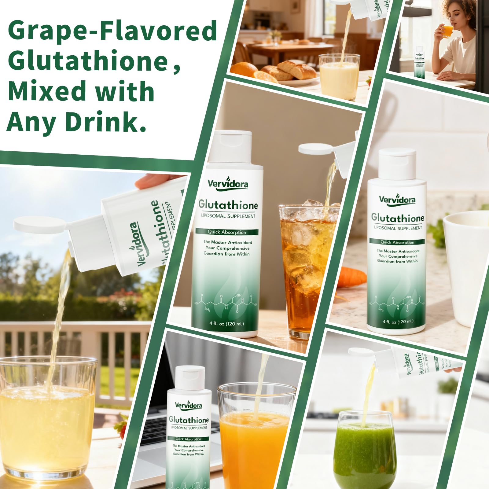 Vervidora Liposomal Glutathione ingredient list full of plant-based components.