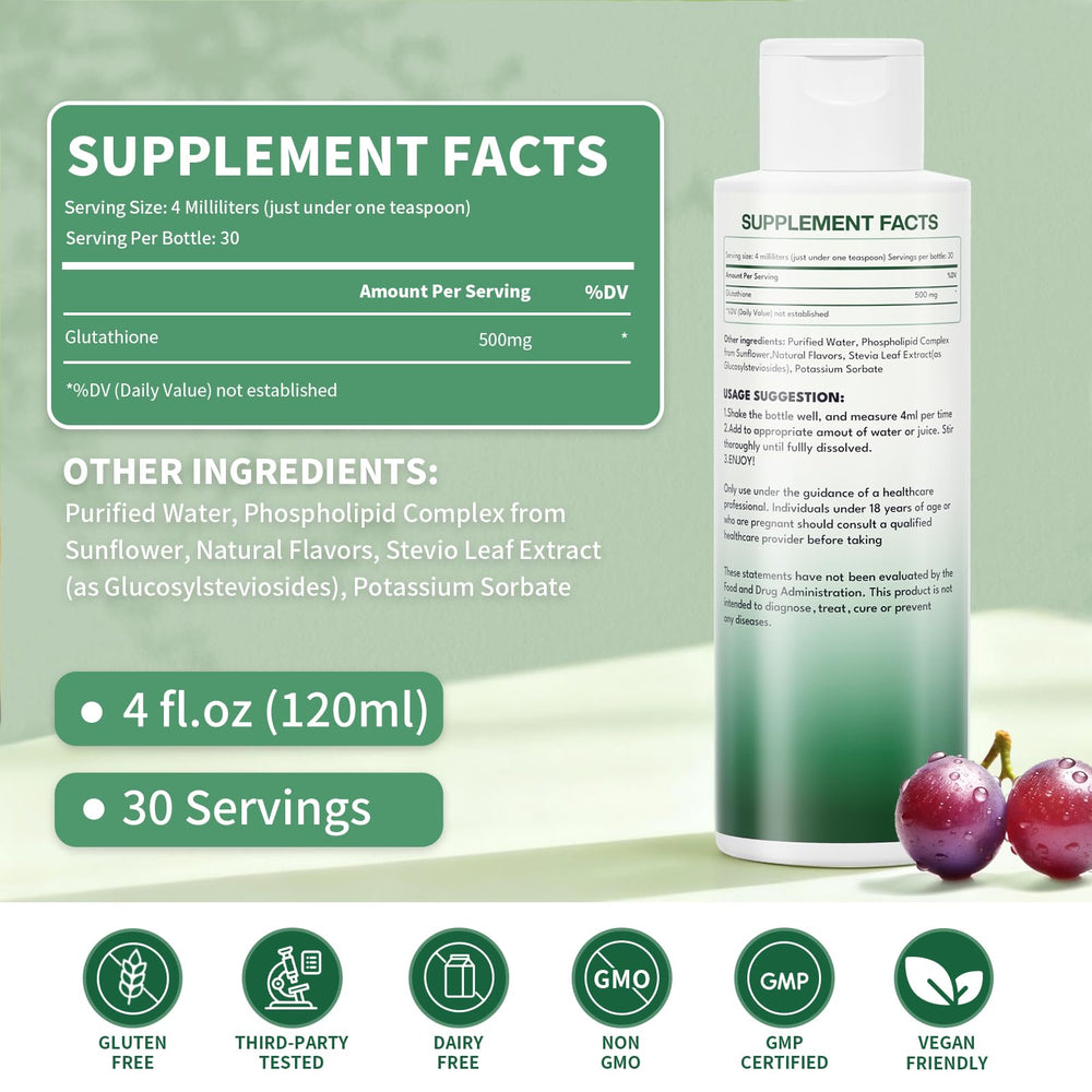 Vervidora Liposomal Glutathione measuring cup shows exact serving size.