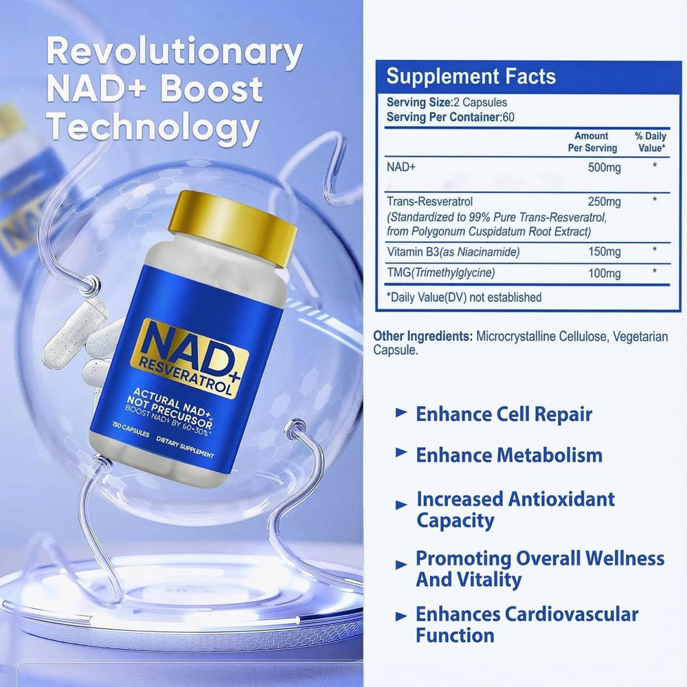 Veryherbs NADH+ bottle with glass showcasing premium packaging for daily use.