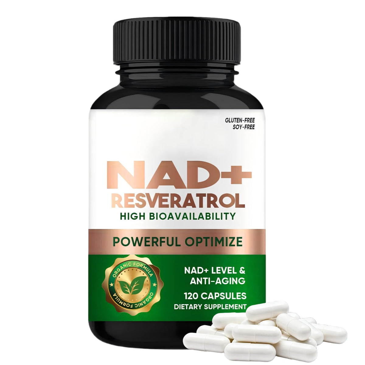 VeryHerbs NADH+ Resveratrol bottle for daily vitality and aging support.