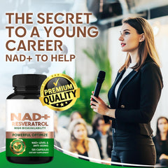 VeryHerbs NADH+ Resveratrol capsules closeup for easy daily energy support.