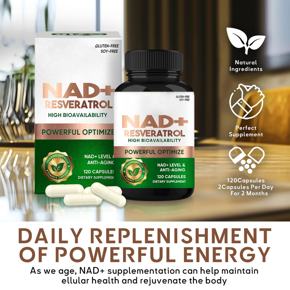 VeryHerbs NADH+ Resveratrol dosing scene supports daily energy and metabolism.
