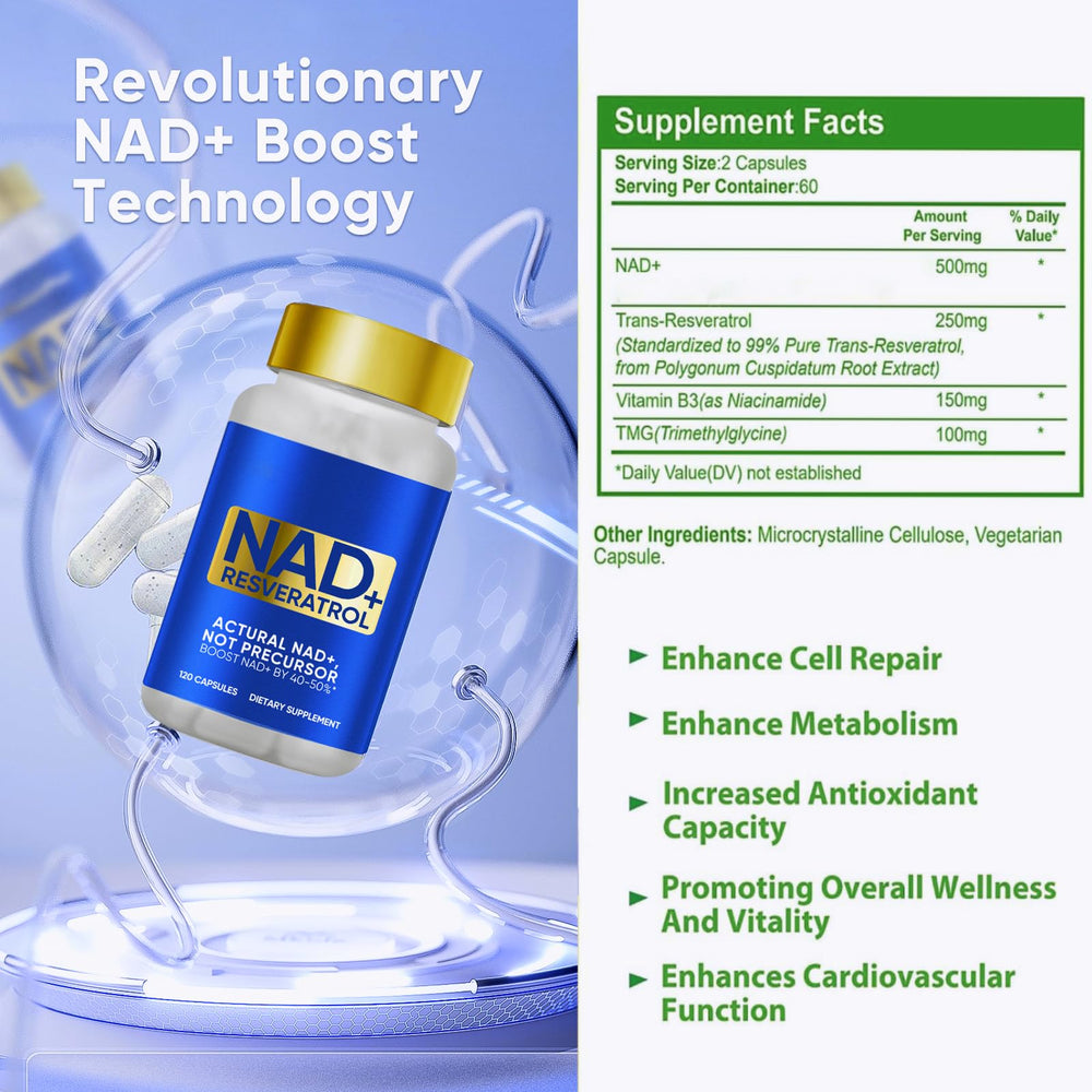 VeryHerbs NADH+ ingredients highlight energy and antioxidant support