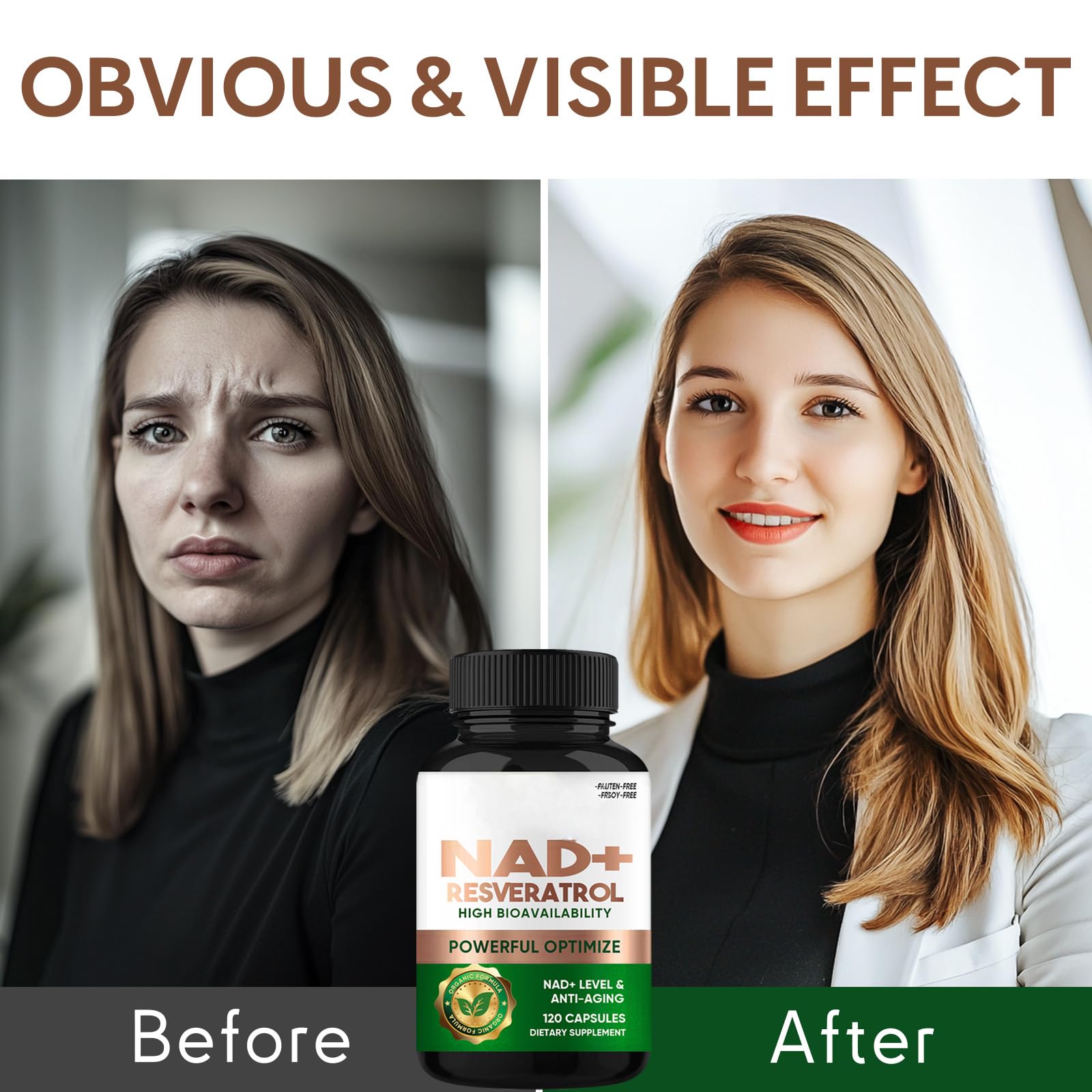 VeryHerbs NADH+ Resveratrol label detail showing ingredients and dosage guidance.