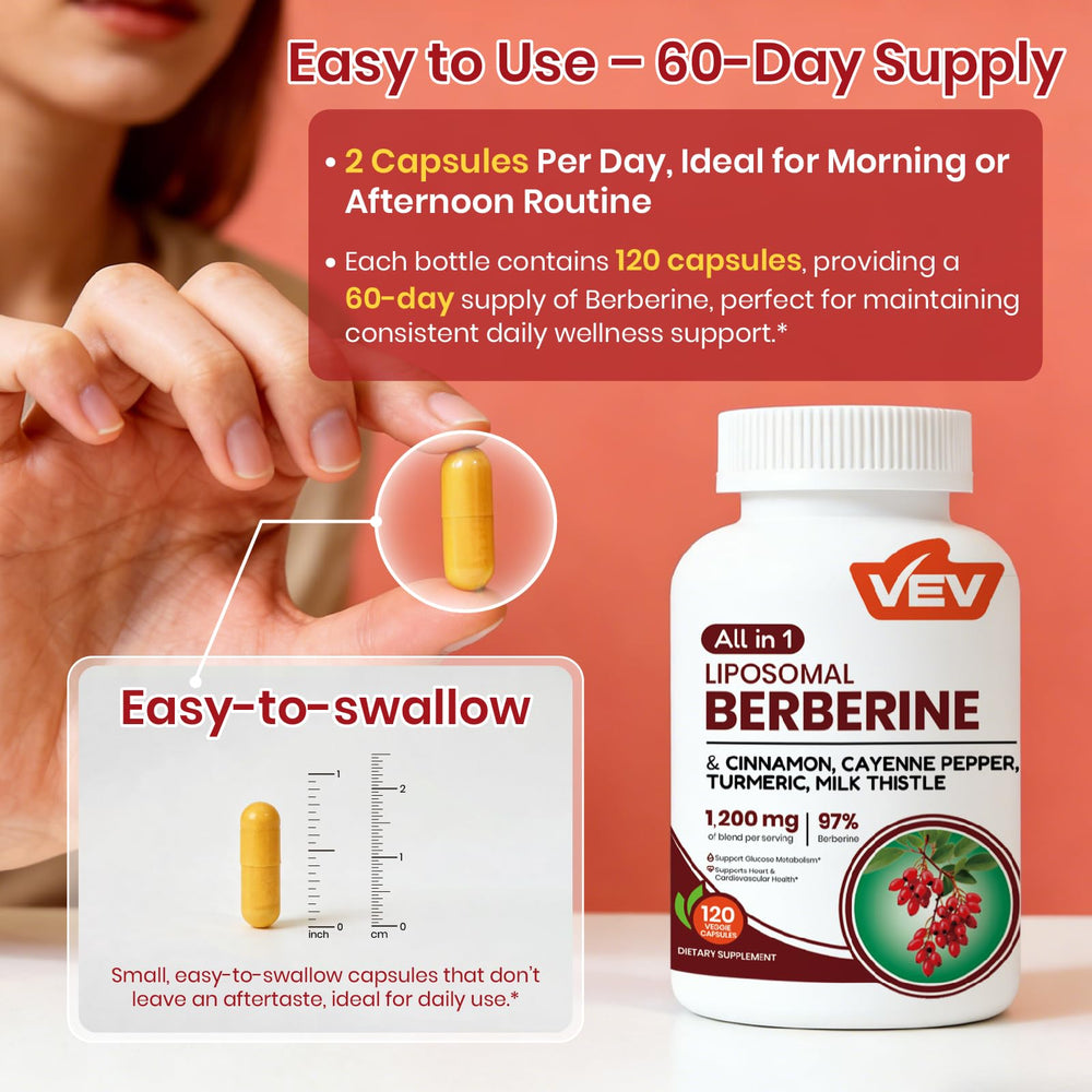 VEV Berberine label close-up with dosage information