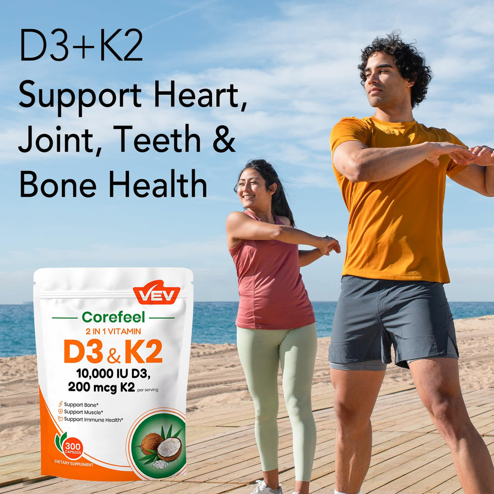 VEV Corefeel D3 K2 daily-use scene with capsules ready for routine
