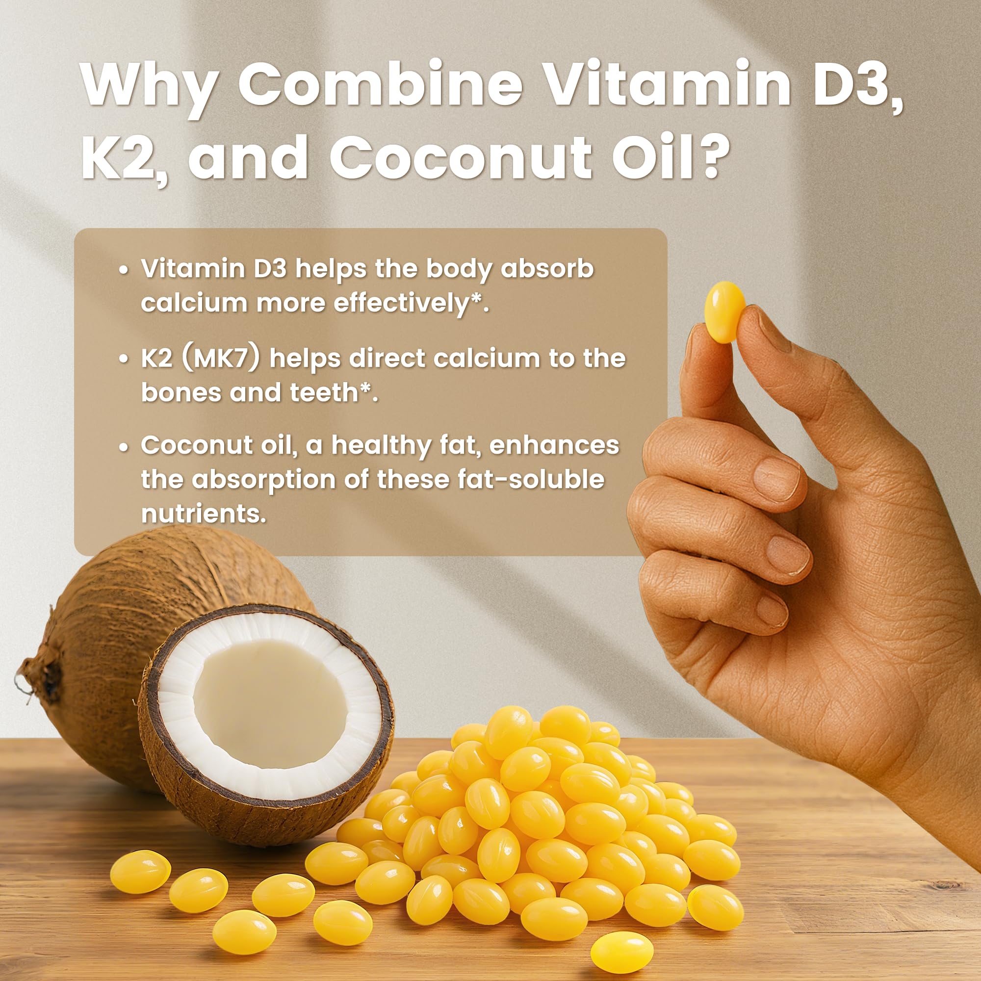 VEV Corefeel D3 K2 context shows daily bone and immune support.
