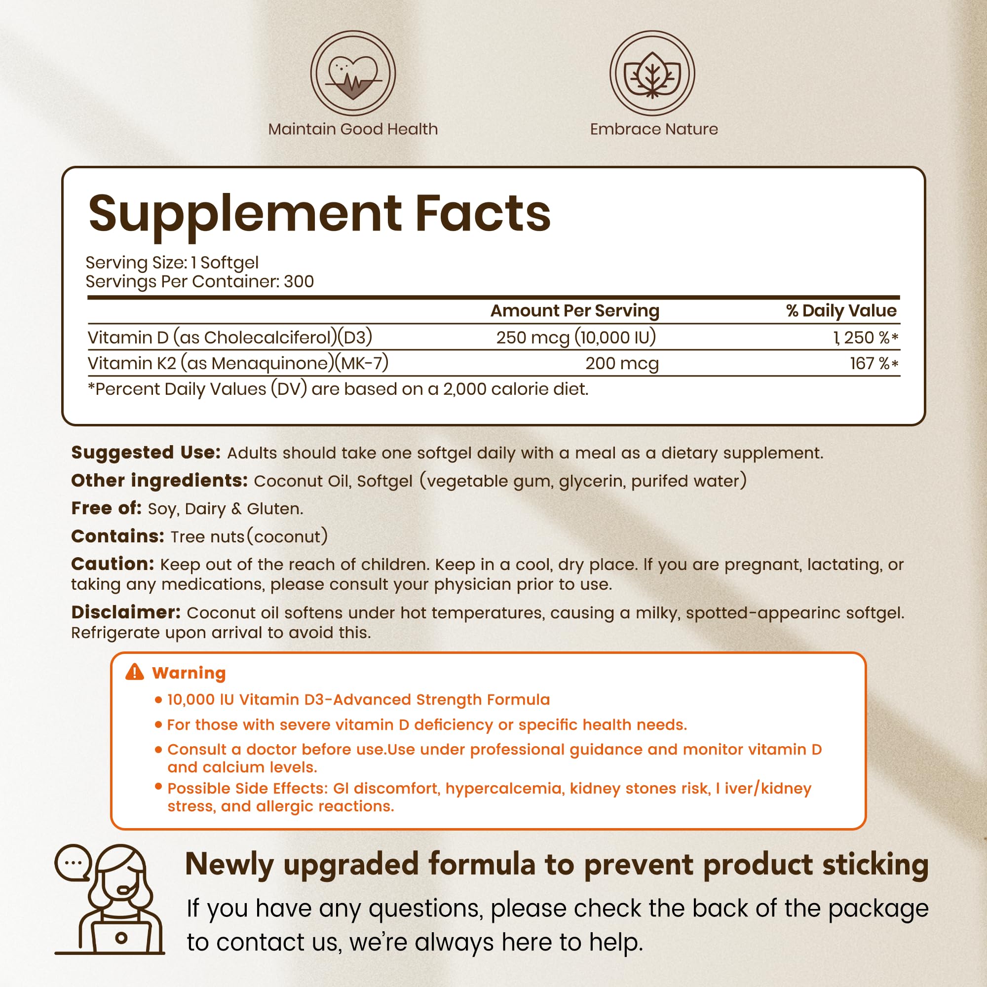 VEV Corefeel D3 K2 softgels being swallowed shows easy-to-take daily support.