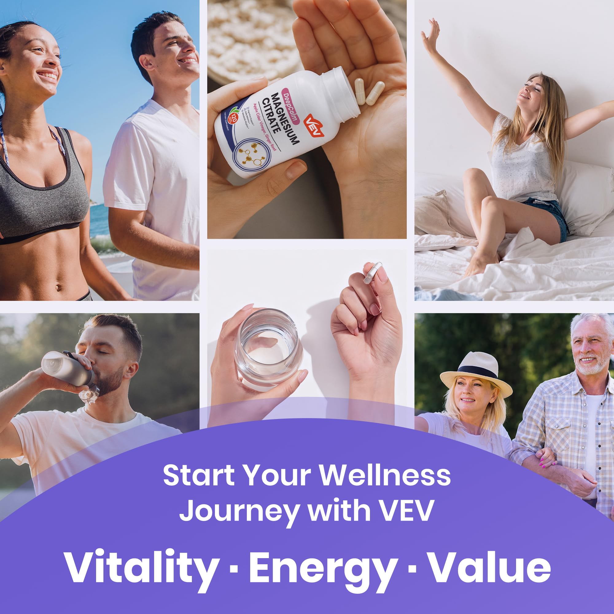 VEV DeepCalm packaging side view emphasizes clean, sugar-free formula.