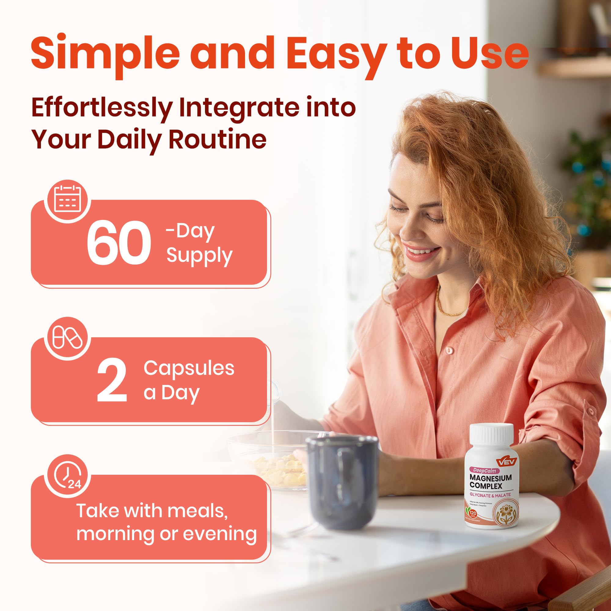 VEV DeepCalm woman-relaxing depicting real-life use during stressful moments