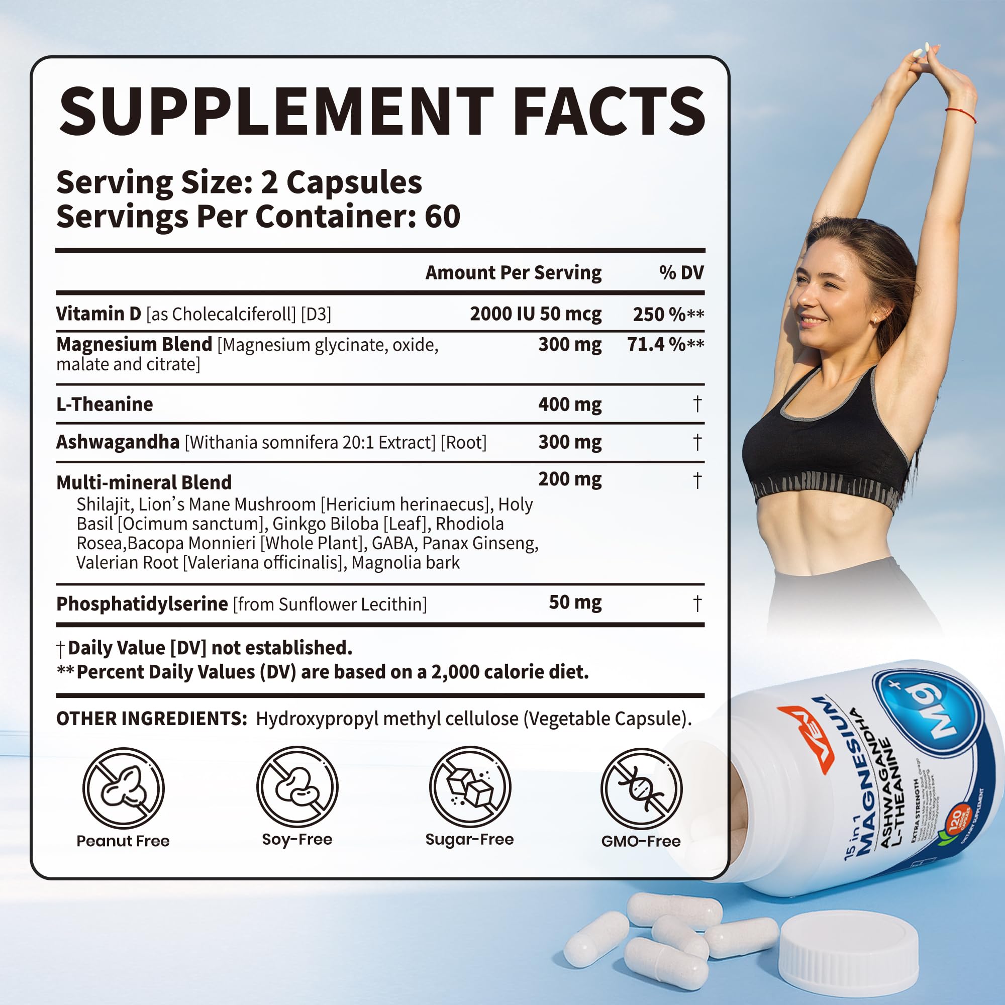 VEV Magnesium Complex capsules close-up highlighting vegan formula for daily support