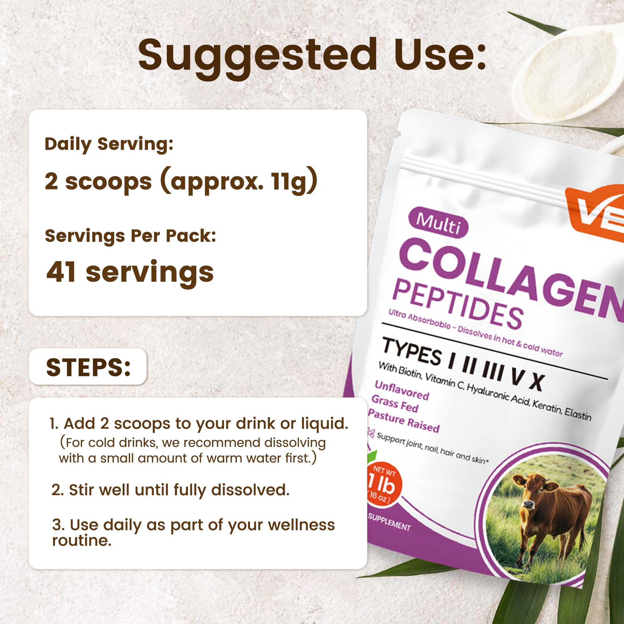 VEV label highlights a clean, gluten-free formulation for daily routines.