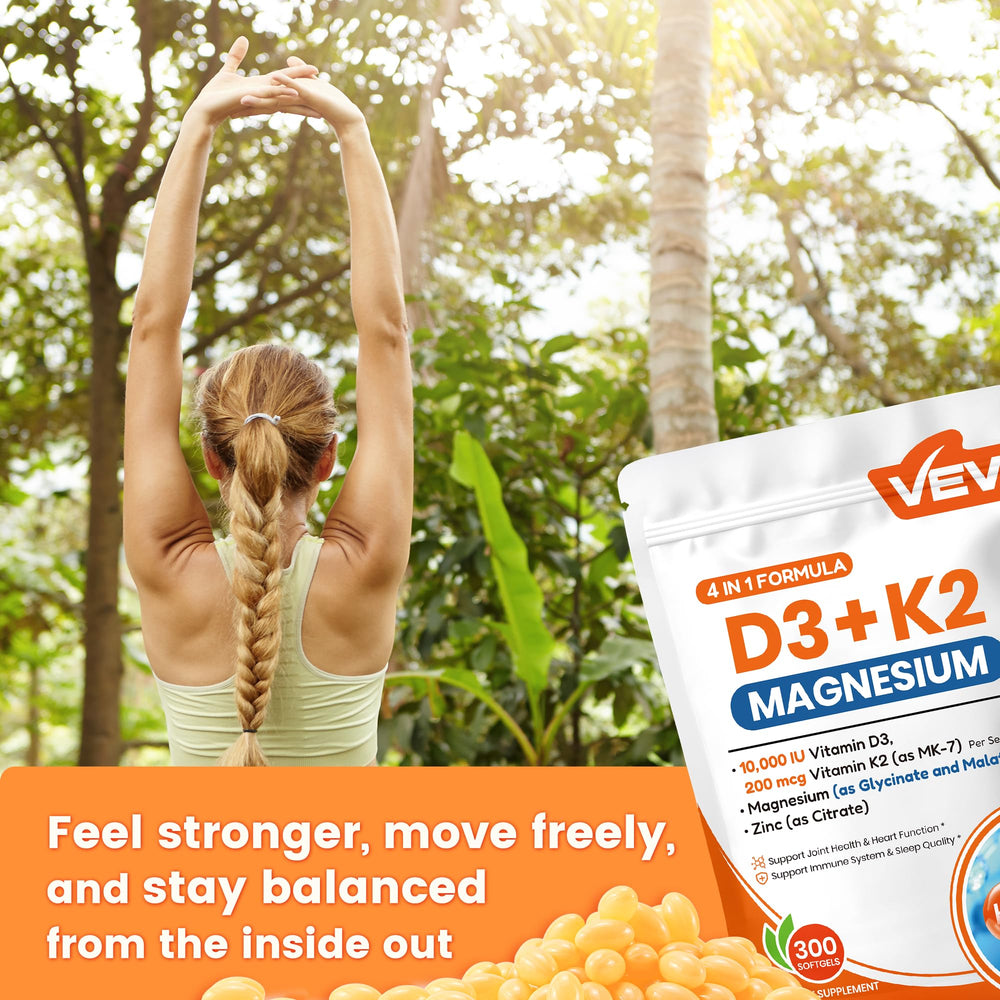 VEV vegan-friendly D3 K2 magnesium supplement for daily use