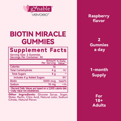 Vevoec Gynable Biotin Gummies label highlights 5000 mcg per gummy.