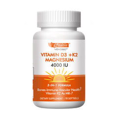 Vevoec Vitamin D3 K2 bottle front promoting bone support and immune balance.