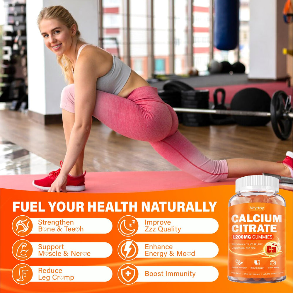 Non-GMO, gluten-free label on Veyttisy Calcium 1200mg bottle