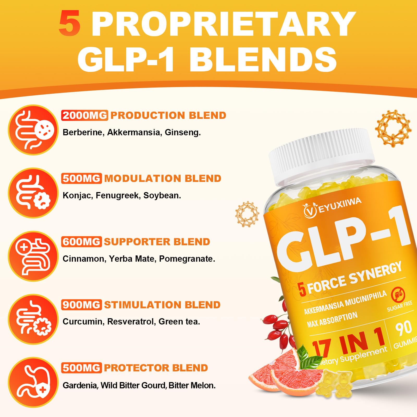 Veyuxiiwa GLP-l nutrition facts close-up highlights vegan, organic, gluten-free ingredients.