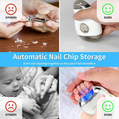 VGVR 2-in-1 nail trimmer showing trimming and polishing head for smooth edges