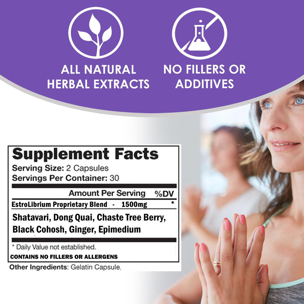 VH Nutrition Estrolibrium label detail with Black Cohosh and Shatavari ingredients.