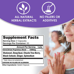 VH Nutrition Estrolibrium label detail with Black Cohosh and Shatavari ingredients.
