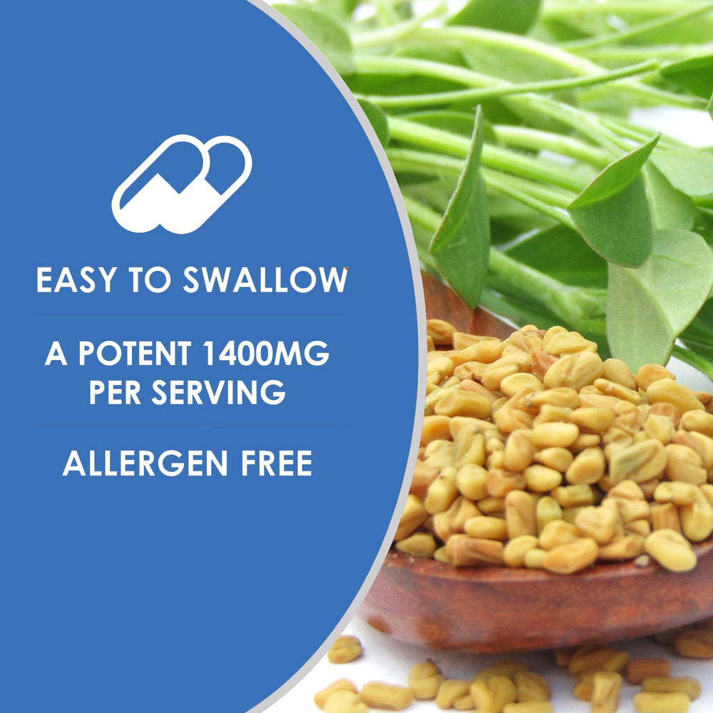 VH Nutrition Fenugreek+ card back features usage tips and recommended servings.